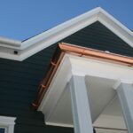 after construction photo showing the copper six inch half round gutters