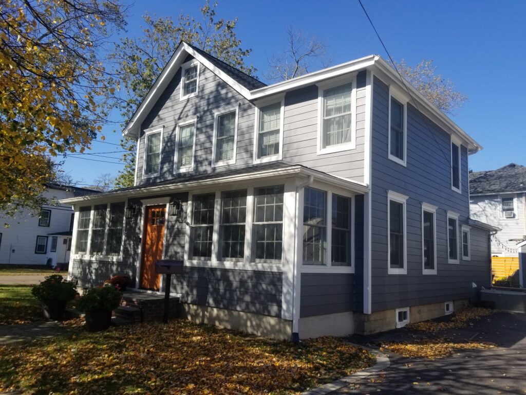 after construction photo of the front of home, right angle