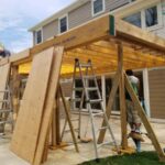 during construction photo of the custom deck